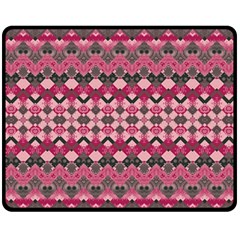 Boho Pink Grey  Fleece Blanket (medium)  by SpinnyChairDesigns