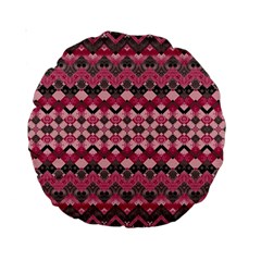 Boho Pink Grey  Standard 15  Premium Round Cushions by SpinnyChairDesigns