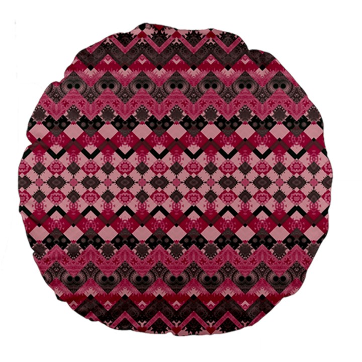 Boho Pink Grey  Large 18  Premium Round Cushions