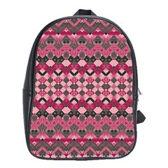 Boho Pink Grey  School Bag (xl) by SpinnyChairDesigns