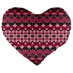 Boho Pink Grey  Large 19  Premium Heart Shape Cushions Front