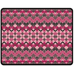 Boho Pink Grey  Double Sided Fleece Blanket (medium)  by SpinnyChairDesigns