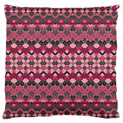 Boho Pink Grey  Large Flano Cushion Case (two Sides) by SpinnyChairDesigns