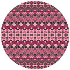 Boho Pink Grey  Wooden Puzzle Round by SpinnyChairDesigns