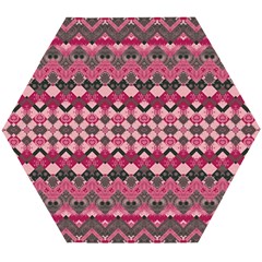 Boho Pink Grey  Wooden Puzzle Hexagon by SpinnyChairDesigns