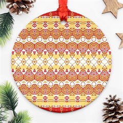 Boho Red Gold White Ornament (round) by SpinnyChairDesigns