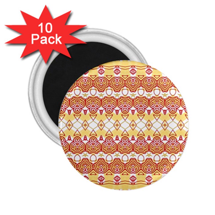 Boho Red Gold White 2.25  Magnets (10 pack) 