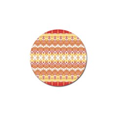 Boho Red Gold White Golf Ball Marker by SpinnyChairDesigns