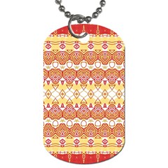 Boho Red Gold White Dog Tag (two Sides) by SpinnyChairDesigns