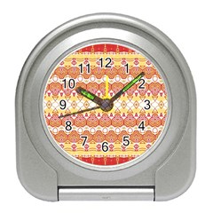 Boho Red Gold White Travel Alarm Clock by SpinnyChairDesigns