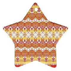 Boho Red Gold White Star Ornament (two Sides) by SpinnyChairDesigns