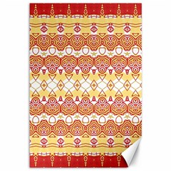 Boho Red Gold White Canvas 12  X 18  by SpinnyChairDesigns