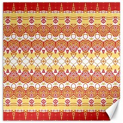 Boho Red Gold White Canvas 16  X 16  by SpinnyChairDesigns