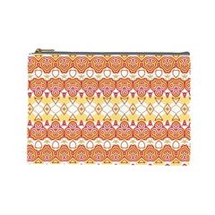 Boho Red Gold White Cosmetic Bag (large) by SpinnyChairDesigns