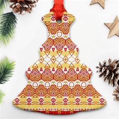 Boho Red Gold White Ornament (christmas Tree)  by SpinnyChairDesigns