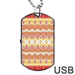 Boho Red Gold White Dog Tag Usb Flash (one Side) by SpinnyChairDesigns