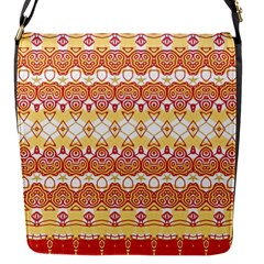 Boho Red Gold White Flap Closure Messenger Bag (s) by SpinnyChairDesigns