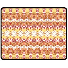 Boho Red Gold White Double Sided Fleece Blanket (medium)  by SpinnyChairDesigns