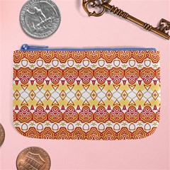 Boho Red Gold White Large Coin Purse by SpinnyChairDesigns