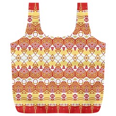 Boho Red Gold White Full Print Recycle Bag (xxl) by SpinnyChairDesigns