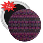 Boho Pink Mauve Blue 3  Magnets (10 pack)  Front