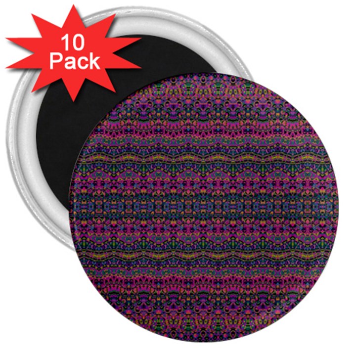 Boho Pink Mauve Blue 3  Magnets (10 pack) 