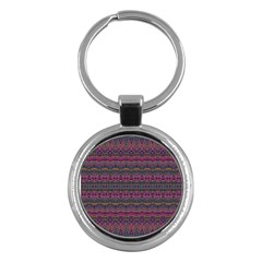 Boho Pink Mauve Blue Key Chain (round) by SpinnyChairDesigns