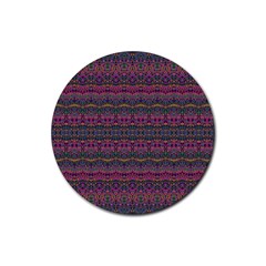 Boho Pink Mauve Blue Rubber Coaster (round)  by SpinnyChairDesigns