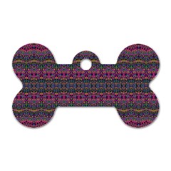 Boho Pink Mauve Blue Dog Tag Bone (two Sides) by SpinnyChairDesigns