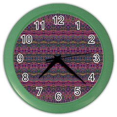 Boho Pink Mauve Blue Color Wall Clock by SpinnyChairDesigns