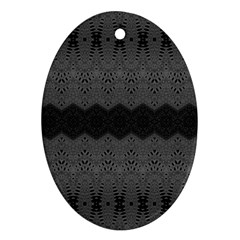 Boho Black Grey Pattern Ornament (oval) by SpinnyChairDesigns