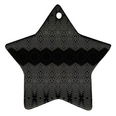 Boho Black Grey Pattern Ornament (star) by SpinnyChairDesigns