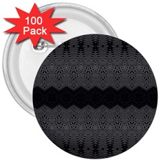 Boho Black Grey Pattern 3  Buttons (100 Pack)  by SpinnyChairDesigns