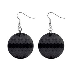 Boho Black Grey Pattern Mini Button Earrings by SpinnyChairDesigns