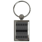 Boho Black Grey Pattern Key Chain (Rectangle) Front