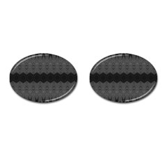 Boho Black Grey Pattern Cufflinks (oval) by SpinnyChairDesigns