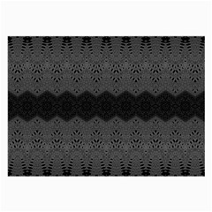 Boho Black Grey Pattern Large Glasses Cloth (2 Sides) by SpinnyChairDesigns