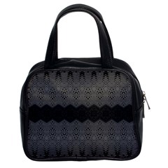 Boho Black Grey Pattern Classic Handbag (two Sides) by SpinnyChairDesigns