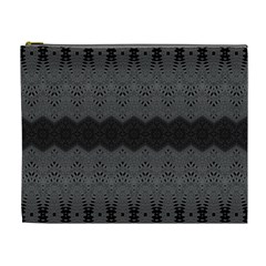 Boho Black Grey Pattern Cosmetic Bag (xl) by SpinnyChairDesigns