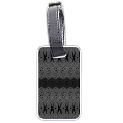 Boho Black Grey Pattern Luggage Tag (one Side) by SpinnyChairDesigns