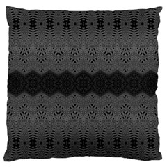 Boho Black Grey Pattern Large Cushion Case (two Sides) by SpinnyChairDesigns