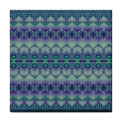 Boho Purple Teal Tile Coaster by SpinnyChairDesigns