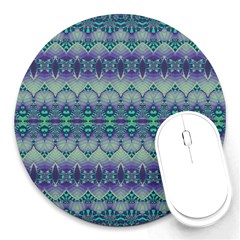 Boho Purple Teal Round Mousepads by SpinnyChairDesigns