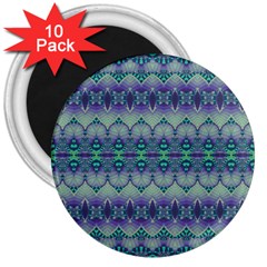 Boho Purple Teal 3  Magnets (10 Pack)  by SpinnyChairDesigns