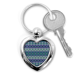 Boho Purple Teal Key Chain (heart) by SpinnyChairDesigns