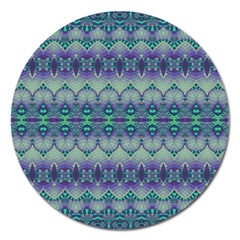 Boho Purple Teal Magnet 5  (round) by SpinnyChairDesigns