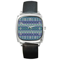 Boho Purple Teal Square Metal Watch by SpinnyChairDesigns