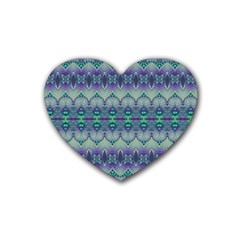 Boho Purple Teal Rubber Coaster (heart)  by SpinnyChairDesigns