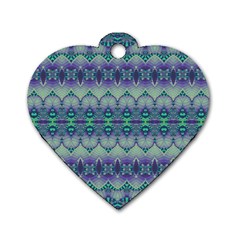 Boho Purple Teal Dog Tag Heart (one Side) by SpinnyChairDesigns