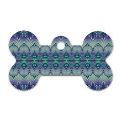 Boho Purple Teal Dog Tag Bone (two Sides) by SpinnyChairDesigns